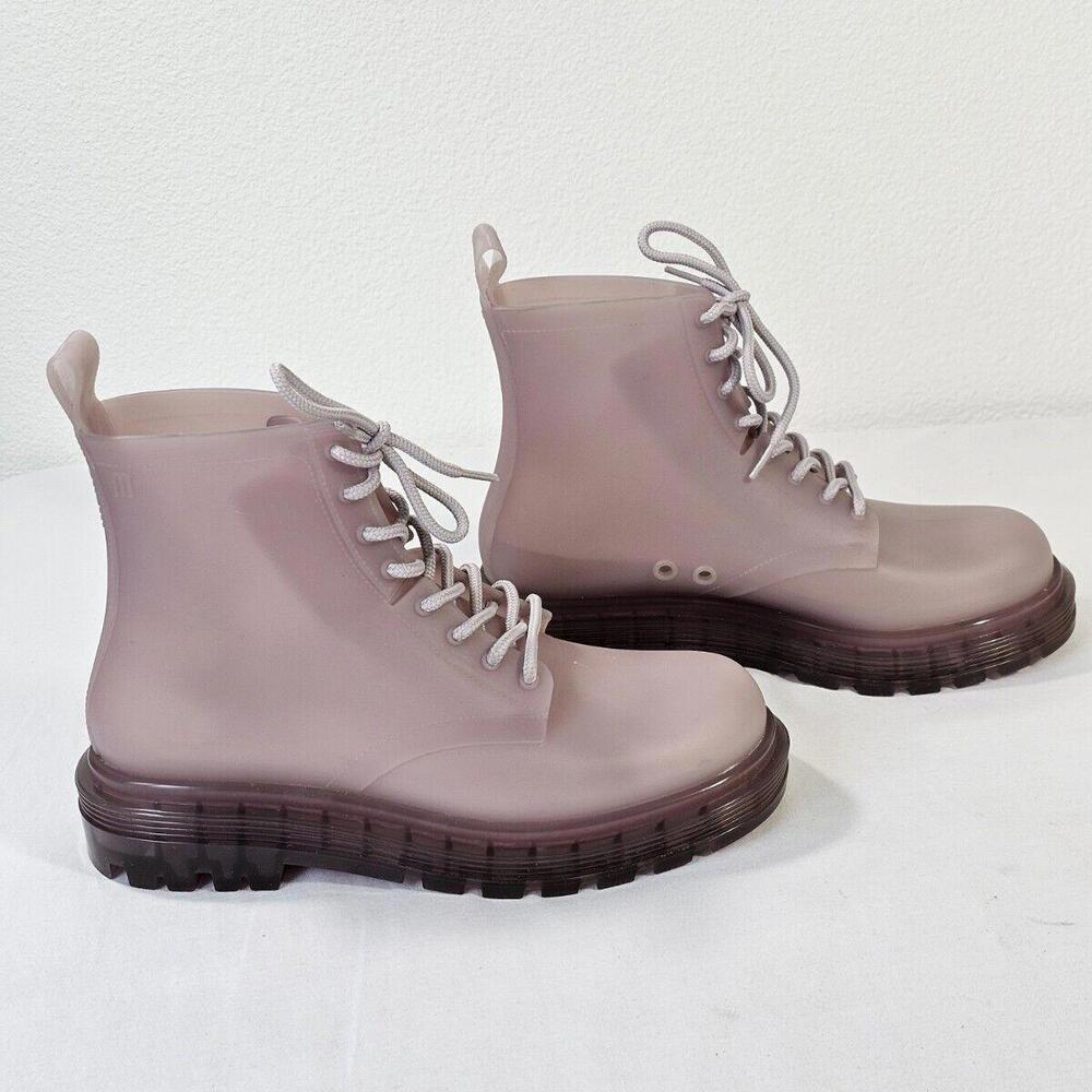 Melissa Coturno Jelly Pink Vegan Combat Rain Muck Boots Women's Size 6 - Picture 3 of 9